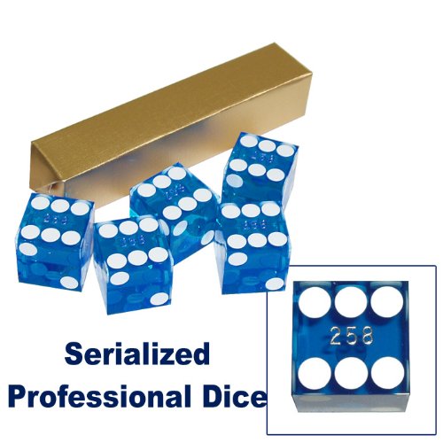 Trademark Global Trademark Poker 19mm A Grade Serialized Set of Casino Dice (Blue)