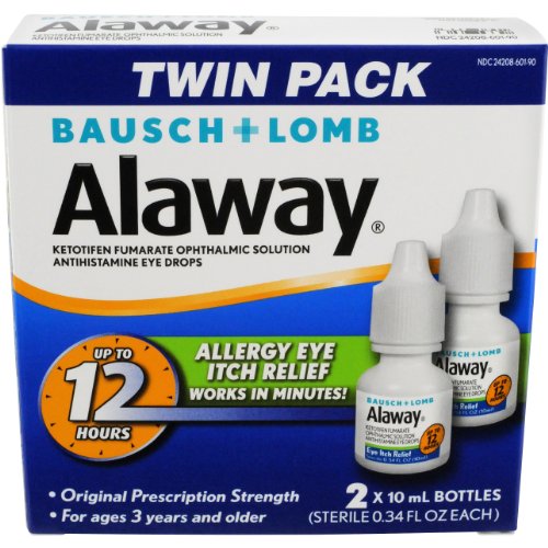 Alaway Bausch + Lomb Alaway Antihistamine Eye Drops, 0.34 Ounces/10 mL (Pack of 2)