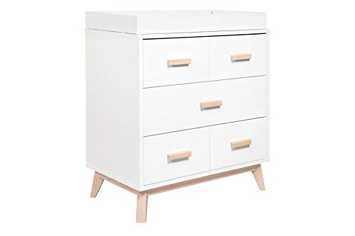 Babyletto Scoot 3-Drawer Changer Dresser with Removable Changing Tray in White / Washed Natural