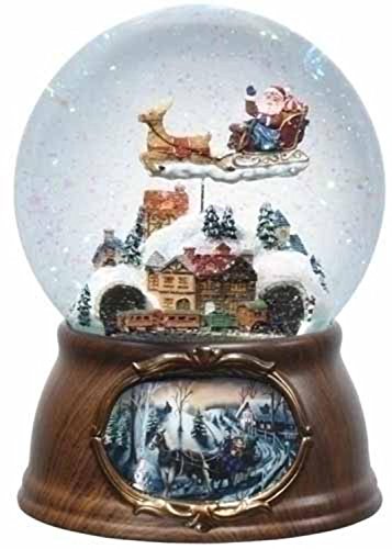 Roman 6.5" Musical Rotating Santa Claus with Train Christmas Snow Globe Glitterdome