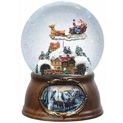 Roman 6.5" Musical Rotating Santa Claus with Train Christmas Snow Globe Glitterdome