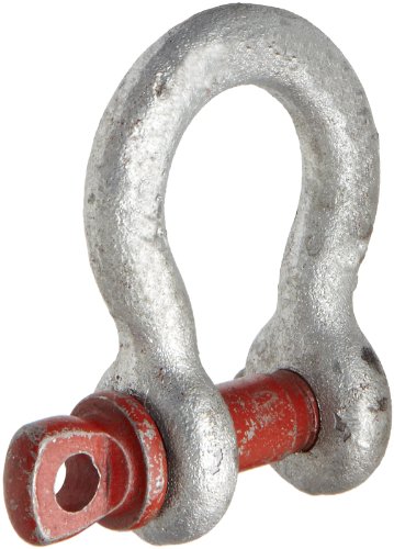 Crosby 1018419 Carbon Steel G-209 Screw Pin Anchor Shackle, Galvanized, 1 Ton Working Load Limit, 3/8" Size