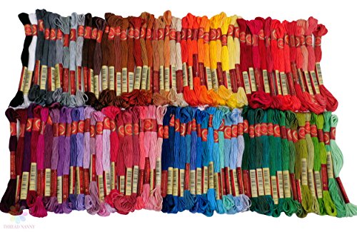 ThreadNanny Embroidery Thread - Full 100 Colors Embroidery Floss Skeins Set Perfect for Cross Stitch and Friendship Bracelets