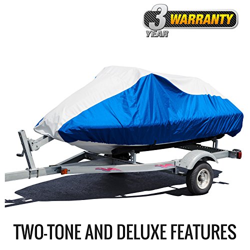 Budge Deluxe Jet Ski Cover Fits Jet Skis 121" to 135" Long, Blue/Gray