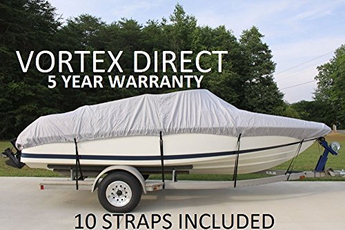 VORTEX HEAVY DUTY 13', 14', 15.5'GREY/GRAY VHULL FISH SKI RUNABOUT COVER FOR 13 TO 15.5 FT BOAT (FAST SHIPPING - 1 TO 4