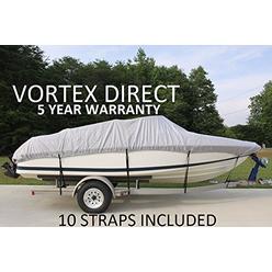 VORTEX HEAVY DUTY 13', 14', 15.5'GREY/GRAY VHULL FISH SKI RUNABOUT COVER FOR 13 TO 15.5 FT BOAT (FAST SHIPPING - 1 TO 4