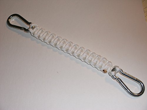 RedVex 550 lb Paracord/Survival Cobra Style Lanyard with 220 lb Steel Carabiners - 12" - White