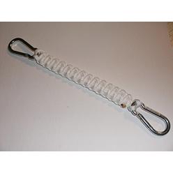 RedVex 550 lb Paracord/Survival Cobra Style Lanyard with 220 lb Steel Carabiners - 12" - White