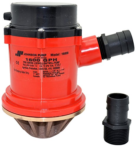 Johnson Pumps 166004B PRO Series 1600 GPH Livewell/Baitwell Aerating Pump, 12V (16004B)