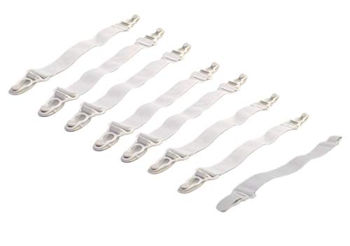 Dependable Set of 8 Bed Sheet Grippers with Plastic Clasps Garter Style Will Also Fit Ironing Board Covers (Manufactured