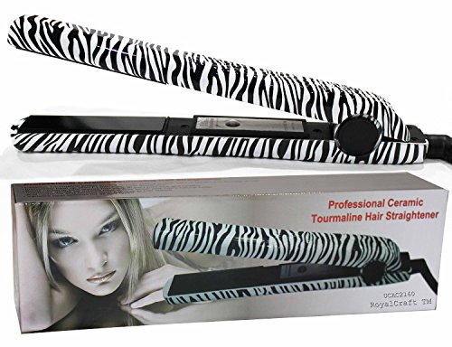 RoyalCraft TM Luxury Wild Collection - Professional Ceramic Tourmaline Flat Iron Hair Straightener in Classic Zebra Style