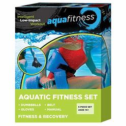 Aqua New & Improved AQUA 6 Piece Fitness Set for Water Aerobics, Pool Exercise Equipment, Aquatic Swim Belt, Resistance Gloves,