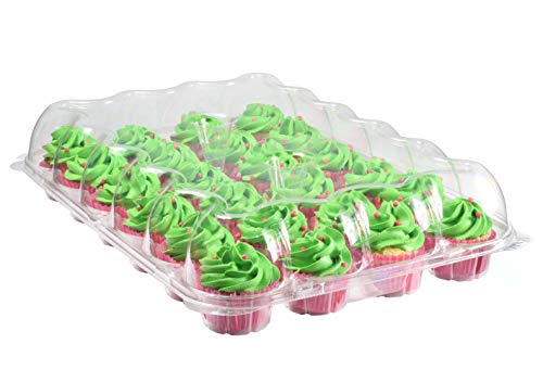 Katgely 24 Disposable Cupcake Box Container - Pack of 6 - Deep Dome for Tall Frosting Decoration - Plastic - PBA Free