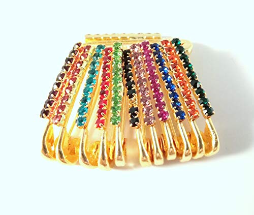 SARVAM Sarvam Decorative Safety Pins Saree Pins Brooch One Side of Safety  Pin Decorated with Diamonds Set of 12