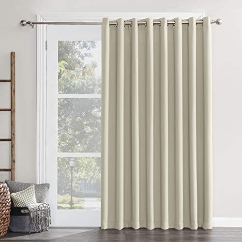 Sun Zero 50955  Easton Extra-Wide Blackout Sliding Patio Door Curtain Panel with Pull Wand, 100" x 84", Pearl