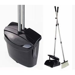 LaiXiu Broom and Dustpan Set Commercial Long Handle Sweep Set and Lobby Broom Upright Grips Sweep Set with Broom for Home Kitchen