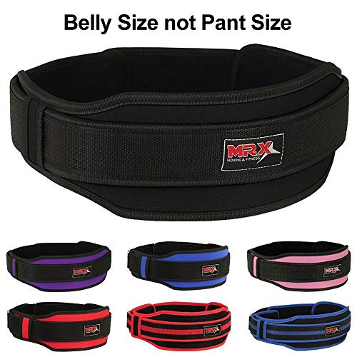 MRX Boxing & Fitness MRX Weight Lifting Belt with Double Back Support Gym Training 5" Wide Belts 7 Colors (Black, XXLarge)