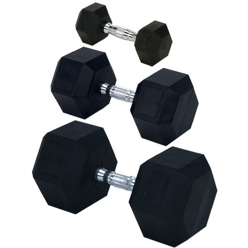 Champion Barbell Rubber Encased Solid Hex Dumbbell, 15-Pound (Each)