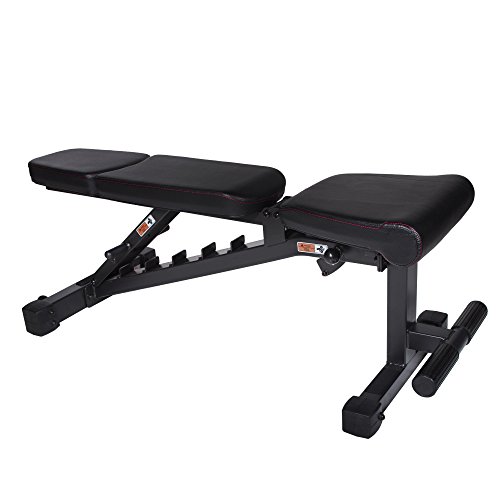 XMark Fitness XMark Power Series Adjustable Flat Incline Decline Bench, 1500 lb. Wgt Capacity, 7 Back Pad Positions From Decline at -20