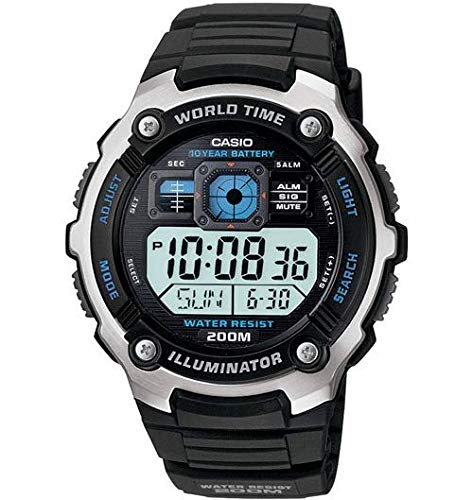 Casio AE-2000W-1AVCF Men's AE2000W-1AV Silver-Tone and Black Multi-Functional Digital Sport Watch