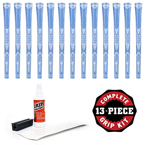 Karma Light Blue Sparkle - 13 pc Golf Grip Kit (with Tape, Solvent, Vise clamp)