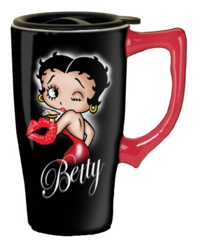Betty Boop Travel Mug, 5.2 x 3.5 x 6.4 inches, Black