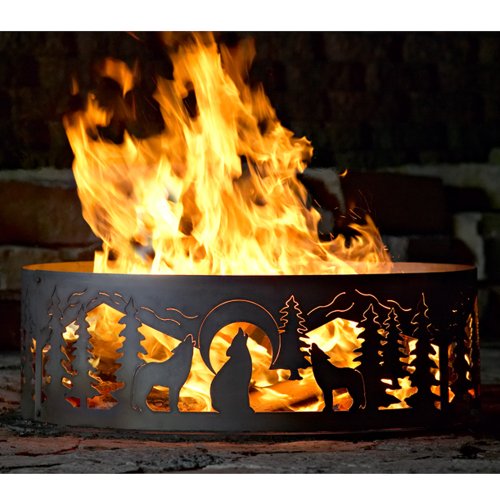 PD Metals 48 Inch Fire Ring - Wolves Steel Fire Pit