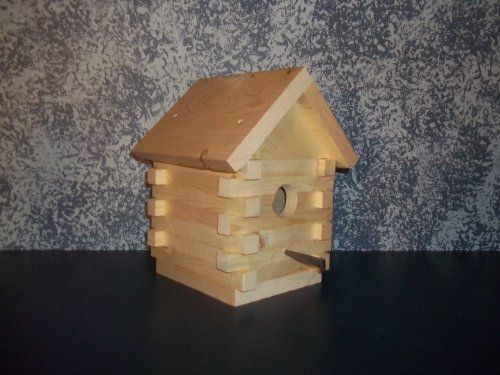 GOWA Log Cabin Birdhouse with Rustic Copper Roof. This Primitive Country Birdhouse Will Delight Any Bird Lover and Enhance Your