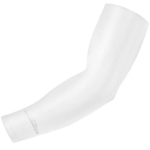 COOLOMG Arm Sleeve Youth Boys Adult Compression Sleeve for Basketball Baseball Football Golf (1 Sleeve) White XS