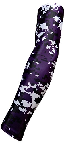 Sports Farm New! Moisture Wicking Compression Arm Sleeve (Purple Digital Camo, Medium)