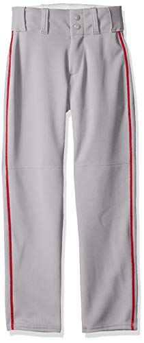 Alleson Athletic Alleson Ahtletic Boys Youth Baseball Pants with Braid, Grey/Scarlet, Large