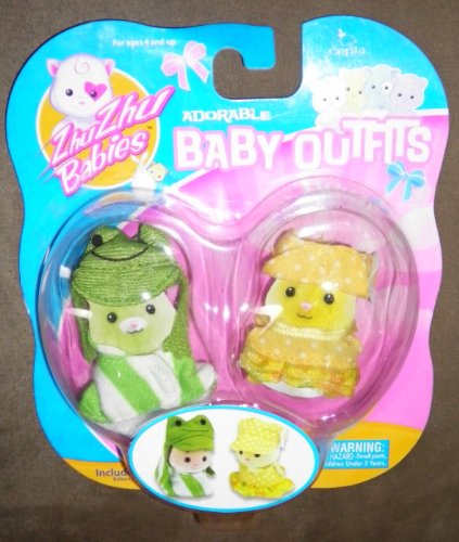 Cepia LLC Zhu Zhu Babies Adorable Baby Outfits 2Pack Frog Yellow Polka Dots