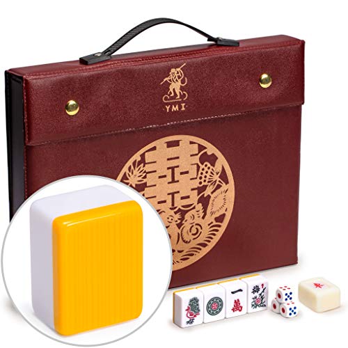 Yellow Mountain Imports Professional Chinese Mahjong Game Set - Double Happiness (Yellow) - with 146 Medium Size Tiles, 3