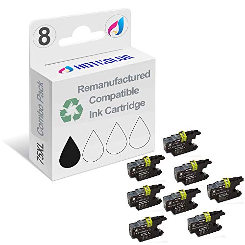 HOTCOLOR 8PK LC75BK Black Ink Cartridges LC75/LC79/LC71 LC 75 LC 79 LC 71 for Brother MFC-J430W MFC-J5910DW MFC-J625DW