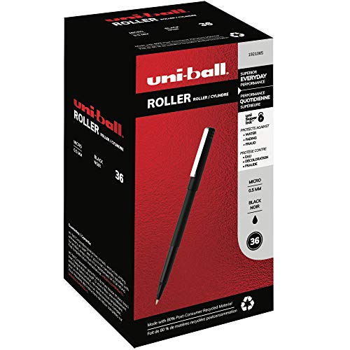 uni-ball Roller Pens, Micro Point (0.5mm), Black, 36 Count