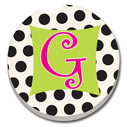 CounterArt Absorbent Stoneware Car Coaster, Monogrammed"G"