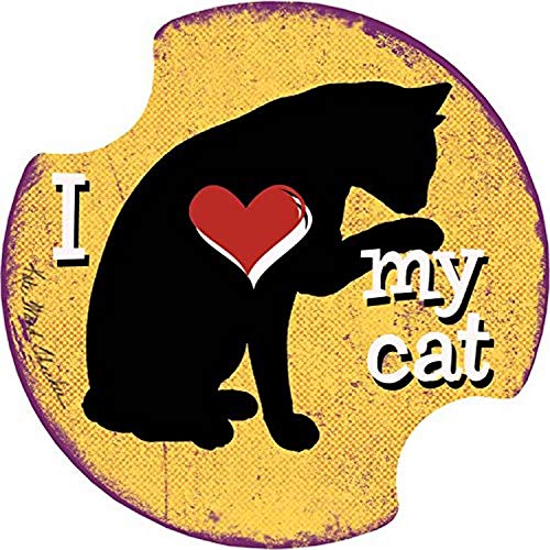 Thirstystone I Love My Cat Car Cup Holder Coaster, 2-Pack