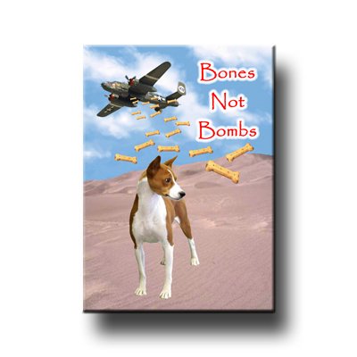GOWA Basenji Bones Not Bombs Peace Fridge Magnet No 1