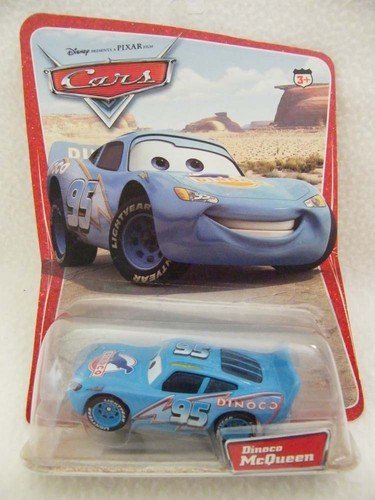 Mattel 16 Cars On Background Card, Mispelled Filmore Original Lightning Dinoco McQueen Mattel 1:55 Scale On Desert Background Card