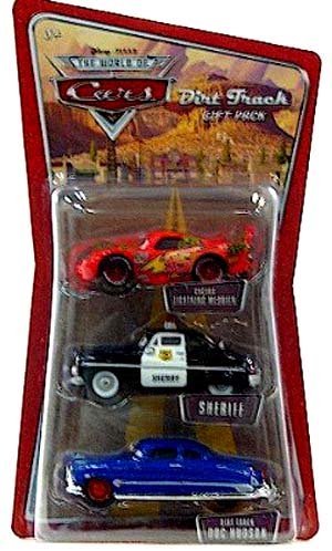 Mattel Disney/Pixar Cars Die-Cast Vehicle 3-Pack (Cactus Lightning McQueen, Sheriff, and Dirt Track Doc Hudson)