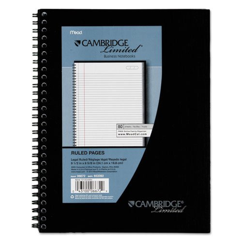 Cambridge Side Bound Ruled Meeting Notebook, Legal Rule, 9 1/2 x 6 5/8, 80 Sheets