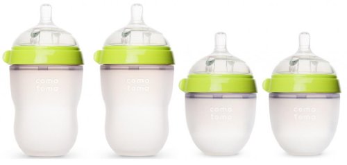 Comotomo - Baby Bottles - Baby Feeding - Green - 4 Pack - Two 5 Ounce Bottles and Two 8 Ounce Bottles