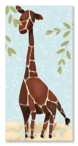 Oopsy Daisy Gillespie The Giraffe Blue Stretched Canvas Wall Art by Meghan O'Hara, 12 by 24-Inch
