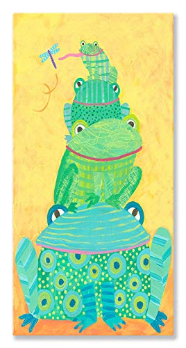 Oopsy Daisy Frog Stack by Stephanie Bauer Canvas Wall Art, 12 by 24-Inch