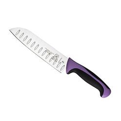 Mercer Culinary Millennia 7-Inch Granton Edge Santoku Knife, Purple