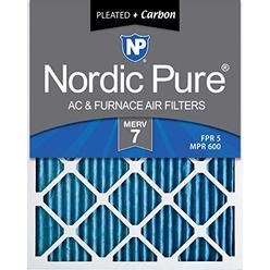 Nordic Pure 20x30x1 MERV 7 Plus Carbon Pleated AC Furnace Air Filters, 6 PACK, 6 PACK