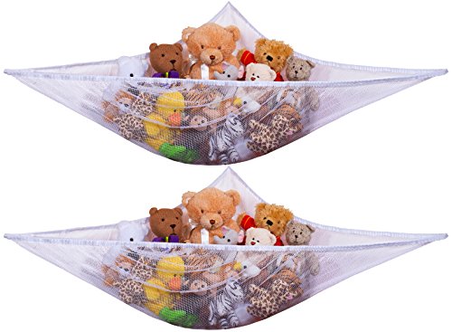 Handy Laundry Jumbo Toy Hammock, White - Organize Stuffed Animals and Children's Toys with this Mesh Hammock. Great Decor while Neatly