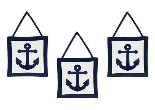 Sweet Jojo Designs Anchors Away Nautical Navy and White Boys Wall Hanging Accessories