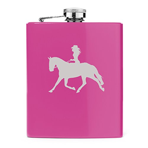 MIP 7 oz Stainless Steel Hip Flask Cowgirl Riding Horse (Pink)