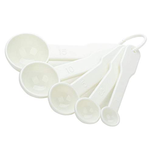 Dealglad 5 in 1 White Plastic 1g 2.5g 5g 10g 15g Measuring Spoons
